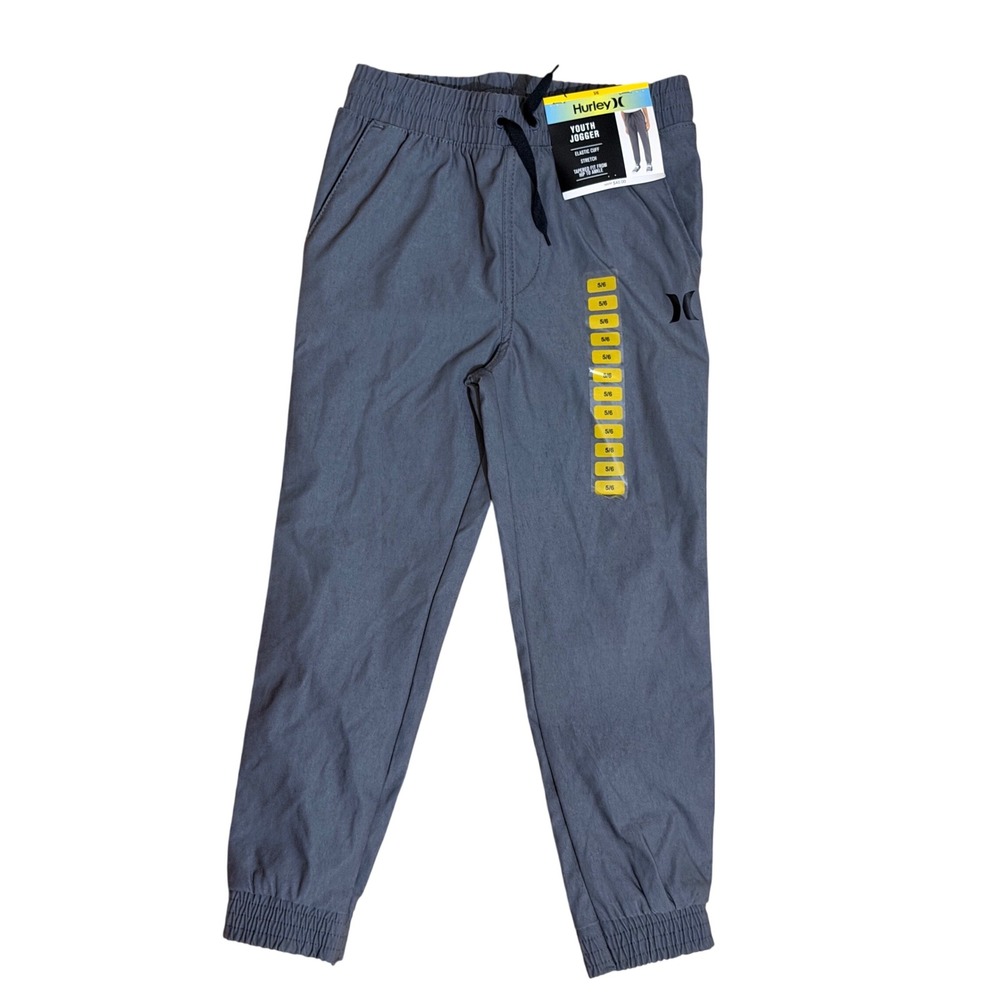 Hurley Youth Jogger Pants Gray Stretch Tapered Fit Elastic Cuff Size 5/6 NWT